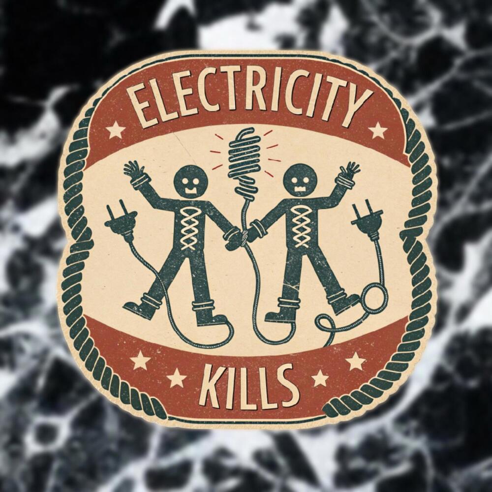 Electricity Kills Funny Vintage Warning Label Sticker Decal Laptop Xbox PS5 3in